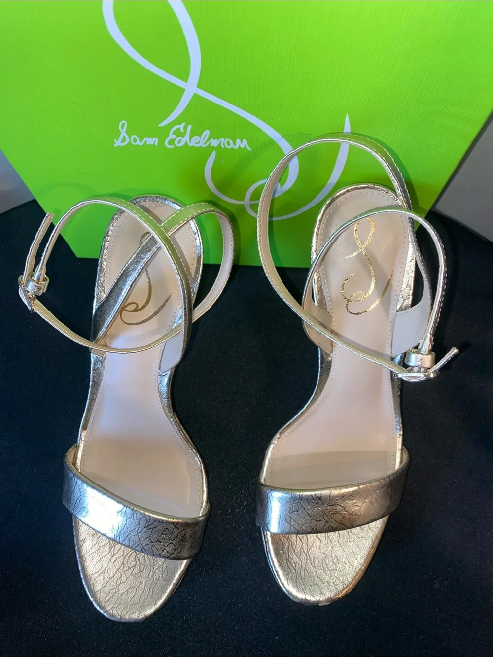 Sam Edelman Metallic Gold Strappy Slingback Heels